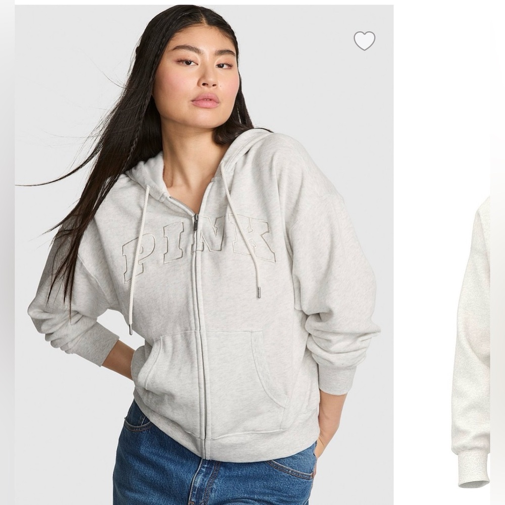 PINK Victoria's Secret Light Gray Zip-Up Hoodie